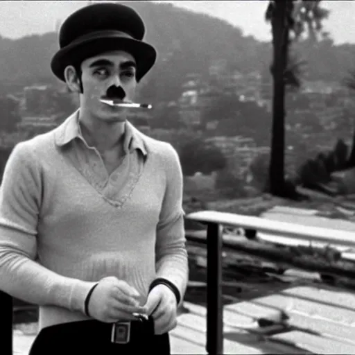 Image similar to Mario in a hat smoking in a french new wave Godard film aesthetic