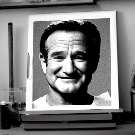 Image similar to robin williams smile. picture printing in graphic design