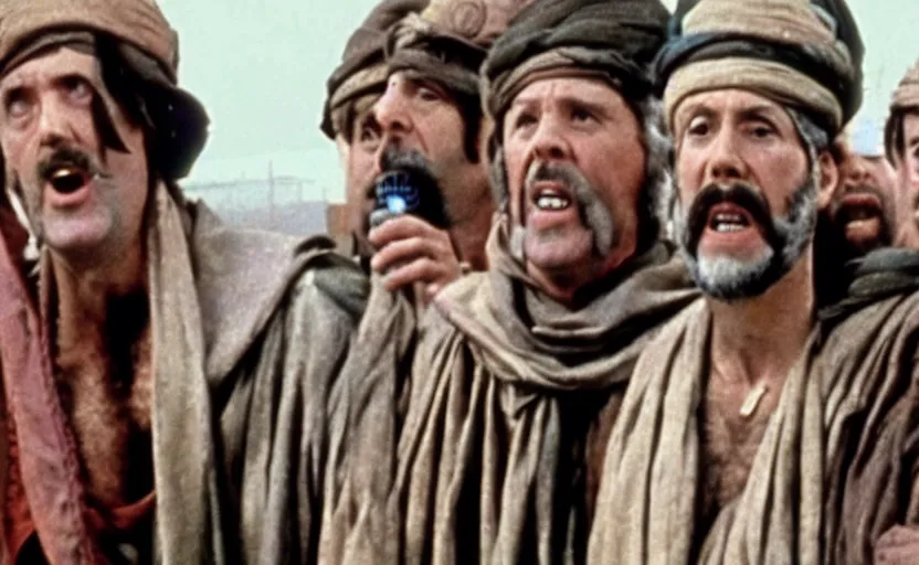 Prompt: a still from monty python's life of brian ( 1 9 7 9 ) with bernie sanders