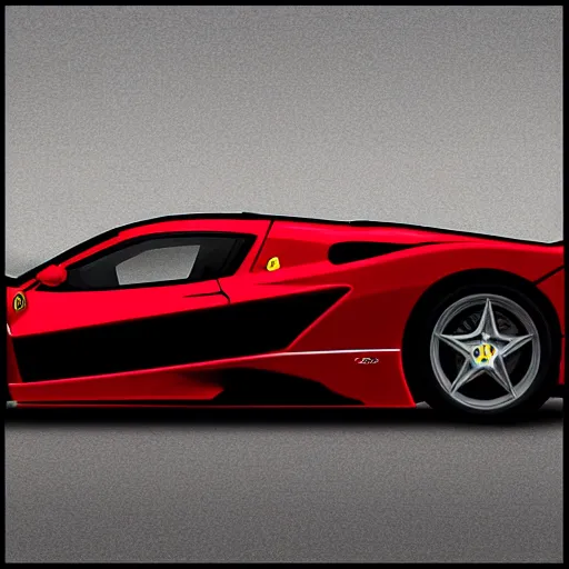 Image similar to “Ferrari Enzo, full SIDE PROFILE, dark tinted windows. 8-BIT pixel art, clean edges, NO ARTIFACTS, no background. must be low bit count pixel art. the entire car MUST be visible from front to end.”