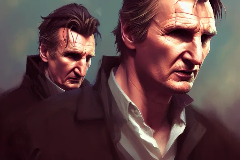 Prompt: portrait of an angry liam neeson, upset at a mcdonalds drive thru, charlie bowater, artgerm, ilya kuvshinov, krenz cushart, ruan jia, realism, ultra detailed, 8 k resolution