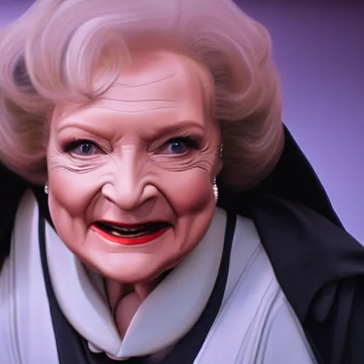 Prompt: betty white in'star wars'as a sith lord, full body, cinematic scene, cinematic lighting, 1 4 mm