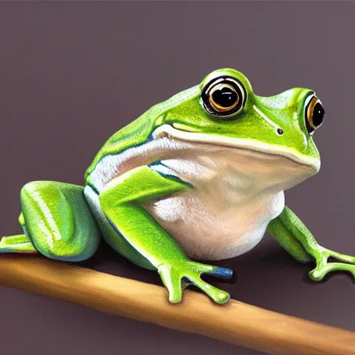 Image similar to hybrid animal cross between frog and donald trum detailed furry cute painting 4 k