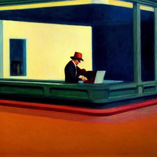 Prompt: a character by edward hopper