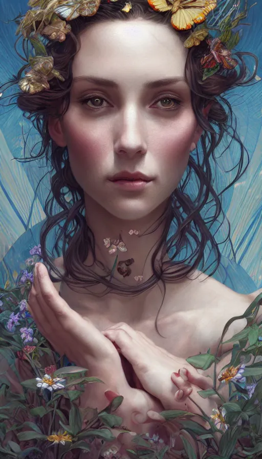 Image similar to metamorphosis, perfectly-centered-Portrait of the most beautiful woman on the planet, insane, intricate, highly detailed, digital painting, artstation, concept art, smooth, sharp focus, illustration, Unreal Engine 5, 8K, art by artgerm and greg rutkowski and alphonse mucha