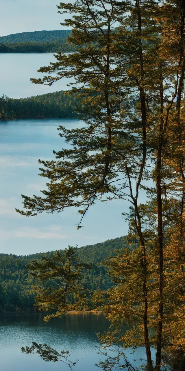 Prompt: photo of lake keowee, scenic, beautiful, cinematic, cinestill 8 0 0 t film