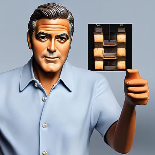 Prompt: george clooney amiibo, product photo, studio lighting