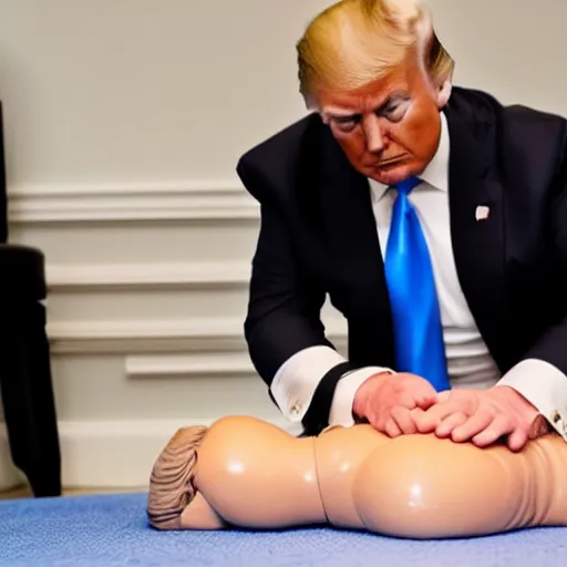 Image similar to donald trump giving cpr to a kitten