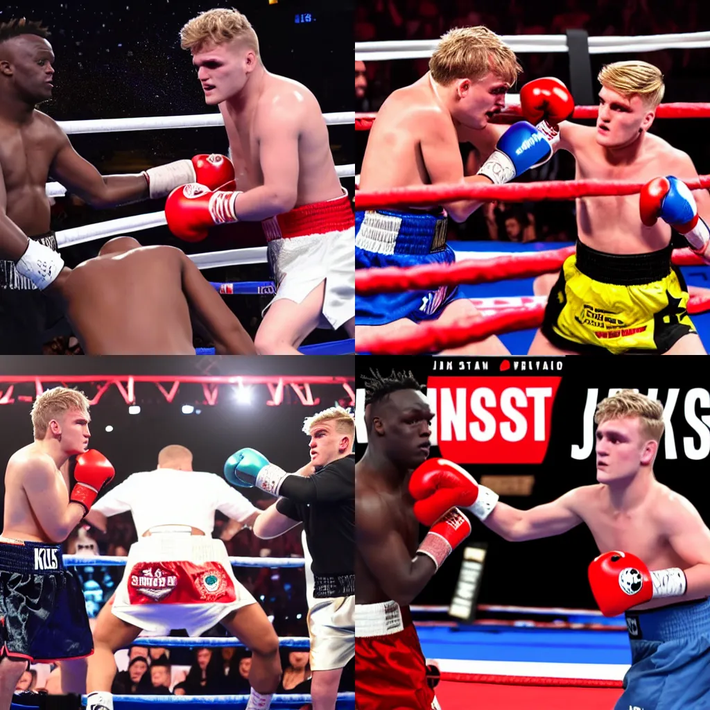 Prompt: ksi Vs Jake Paul in a boxing match