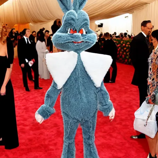 Image similar to photo of bugs bunny at the met gala