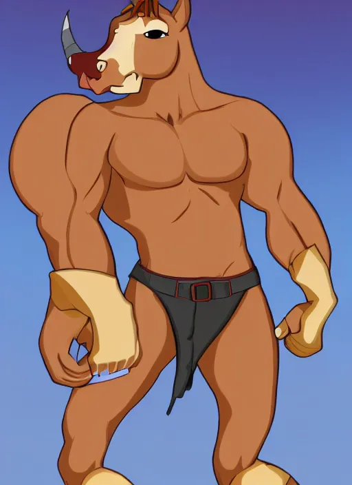 Prompt: handsome attractive muscular anthro horse man