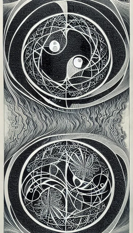 Prompt: Abstract representation of ying Yang concept, by Ernst Haeckel