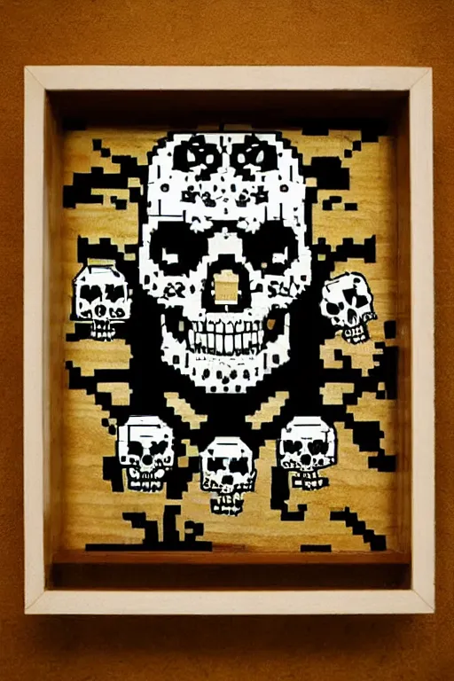 Image similar to scary skull clocks, animated in 8 bit 9 0's