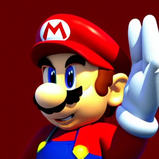 Image similar to a 3 d render of mario with sonic's hair