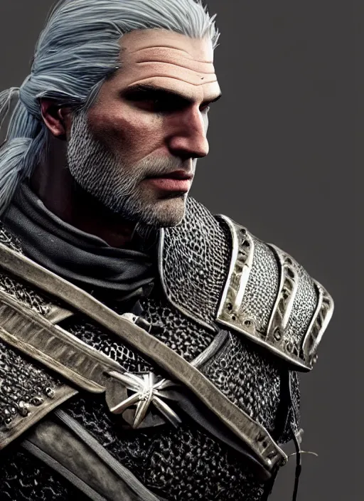 Prompt: geralt of rivia in dark souls, au naturel, hyper detailed, digital art, trending in artstation, cinematic lighting, studio quality, smooth render, unreal engine 5 rendered, octane rendered