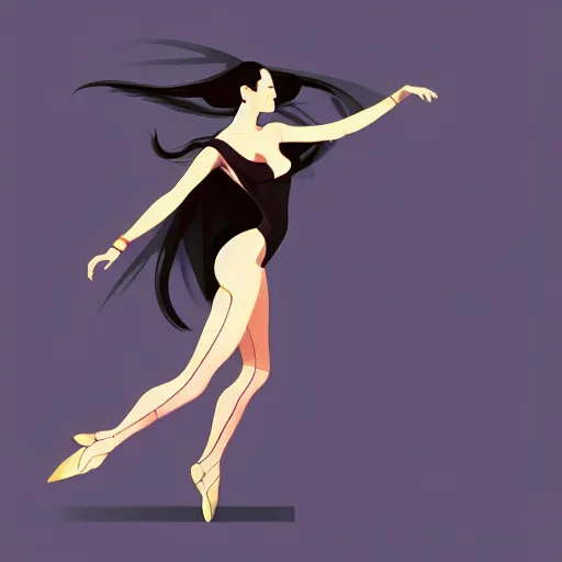 Prompt: a vector illustration of a beautiful woman dancing by bayard wu, complex shading, highly detailed, adobe illustrator, digital art, trending on artstation