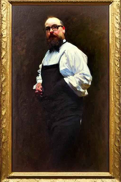 Image similar to impressionist brushstrokes!!!! solomon joseph solomon and richard schmid and jeremy lipking victorian loose genre loose painting full length portrait painting of a cute minion