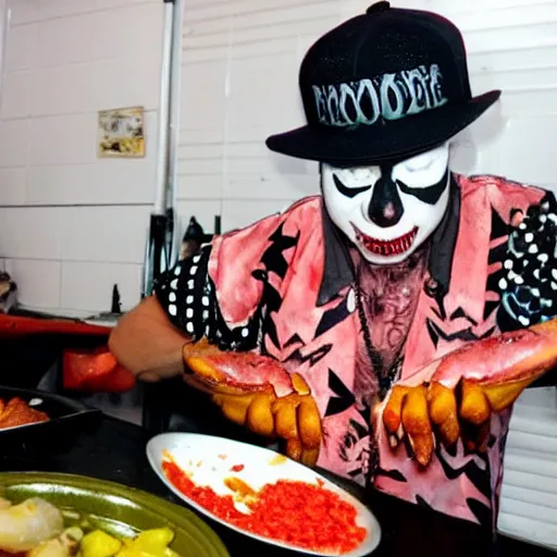 Image similar to juggalo eating prawns