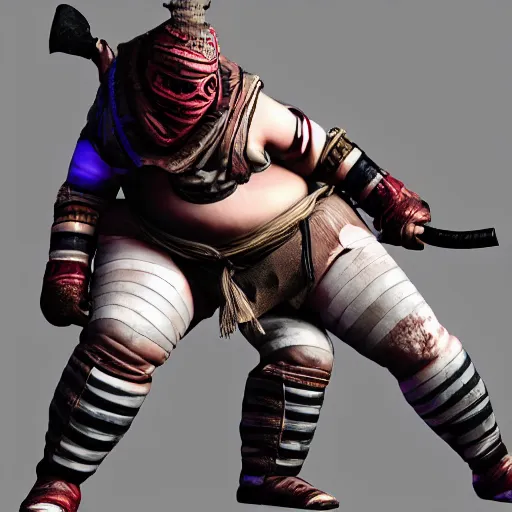 Image similar to faceless, tetsubo wielding masked female shugoki o - yoroi, kabuto, forhonorgame, rubenesque, ukiyo - e, cgsociety