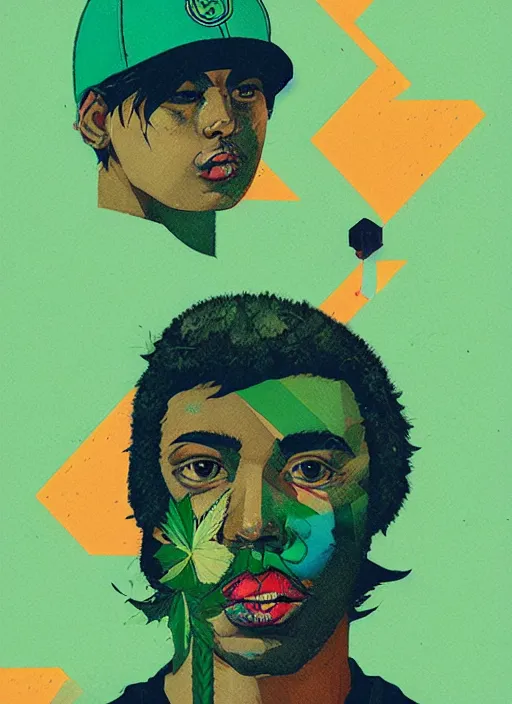 Image similar to profile picture by sachin teng x ofwgkta, marijuana, organic painting, asymmetrical, green, marijuana smoke, matte paint, hard edges, energetic