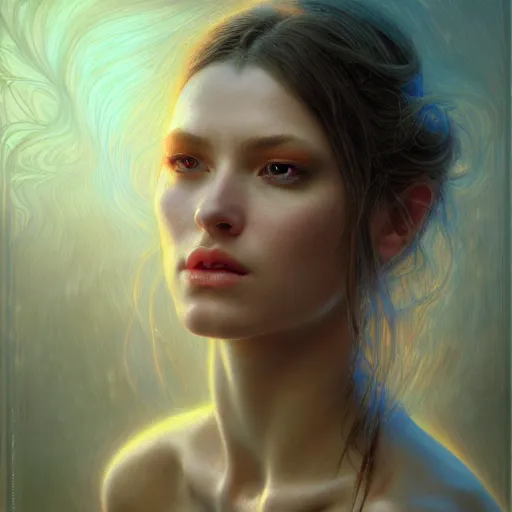 Image similar to blind muse by donato giancola, fantasy, photorealistic, octane render, unreal engine, dynamic lighting, cute face, beautiful girl, beautiful, wlop, cute, perfect factions, perfect woman, trending on artstation, poster, volumetric lighting, very detailed faces, 4 k, award winning