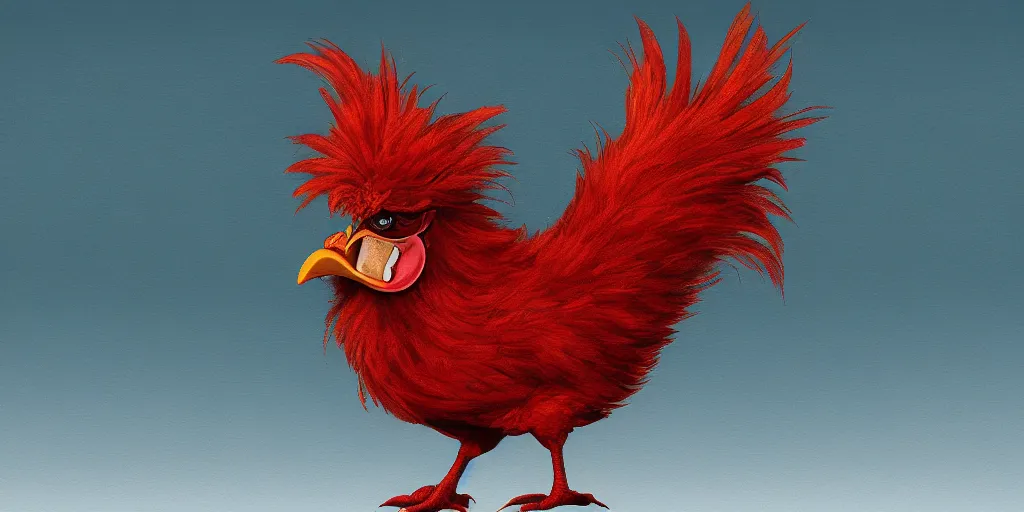 Prompt: digital painting of an angry rooster, by willian santiago and karl wilhelm de hamilton