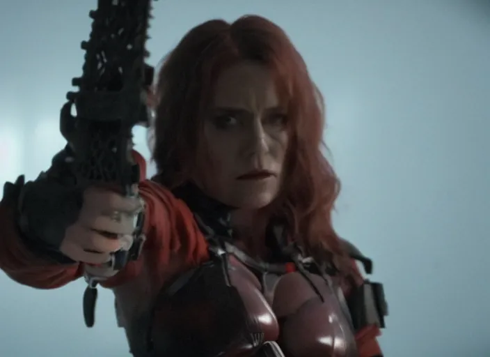 Image similar to film still of sonja blade in the new scifi movie, 4 k