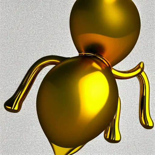 Image similar to 3D render of a Gold balloon dog, white background