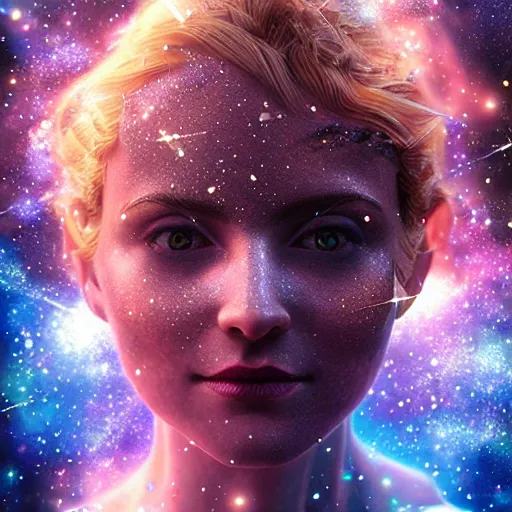 Image similar to portrait of a magical fairy made of galaxies, highly detailed, realistic, octane render, comic book art, space travel, unreal engine, sharp focus