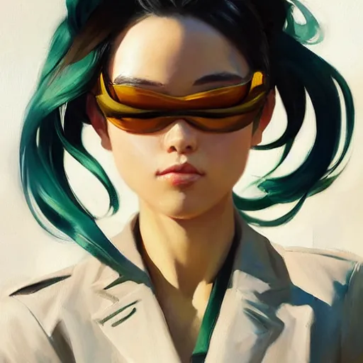 Image similar to greg manchess portrait painting of asada shino sinon as overwatch character, medium shot, asymmetrical, profile picture, organic painting, sunny day, matte painting, bold shapes, hard edges, street art, trending on artstation, by huang guangjian and gil elvgren and sachin teng