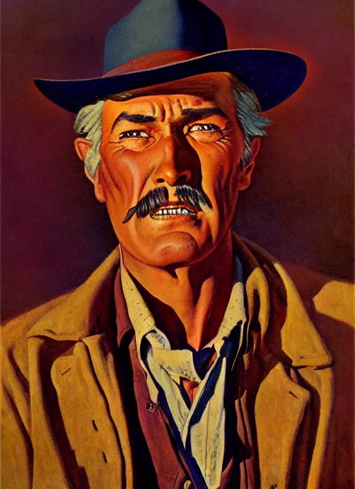 Prompt: old west horse rustler. portrait by jean giraud and anton otto fischer and john philip falter and will eisner and gil elvgren