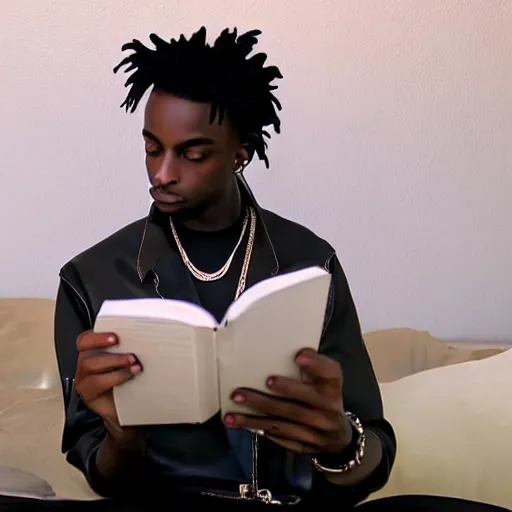 Prompt: playboi carti reading the bible 4 k detailed