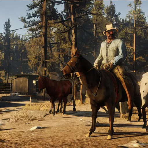 Image similar to walter white in red dead redemption 2 in game screen shot