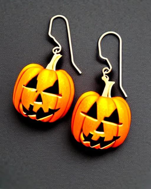 Image similar to spooky jack'o'lantern, 2 d lasercut earrings,