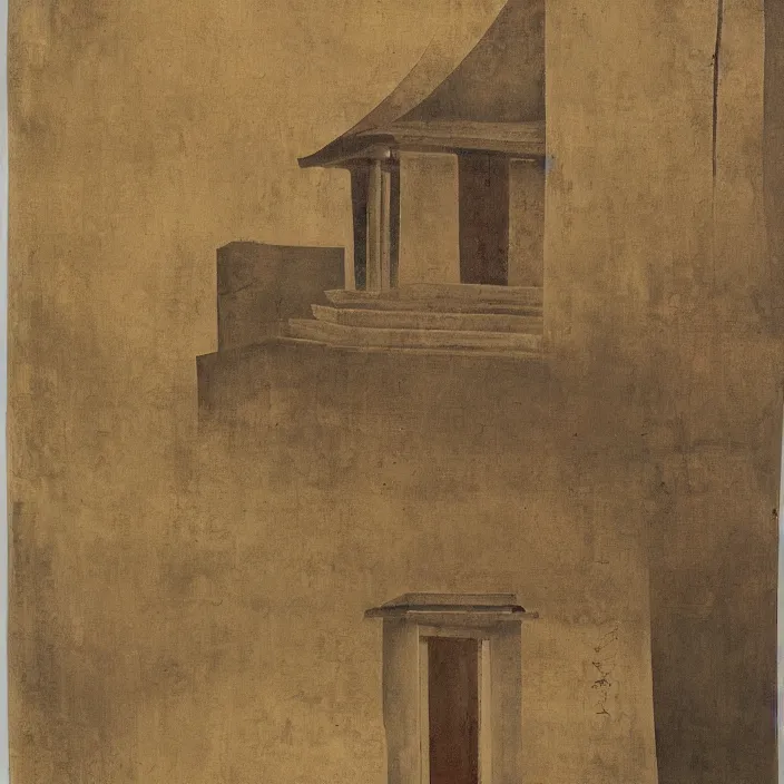 Image similar to a building in a serene landscape, greko - buddhist art