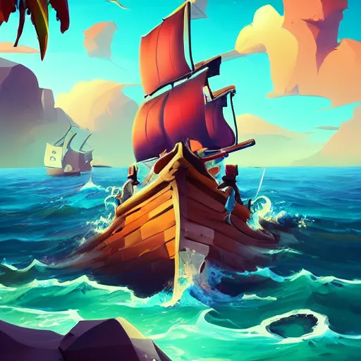 Image similar to painting treasure on sea of thieves game smooth median photoshop filter cutout vector, behance hd by jesper ejsing, by rhads, makoto shinkai and lois van baarle, ilya kuvshinov, rossdraws global illumination