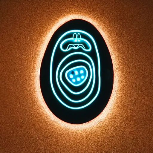 Prompt: tron dinosaur egg made up of glowing electric plates. cinestill