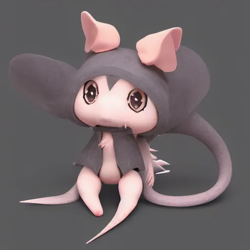 Prompt: cute fumo plush of a rat girl, chibi, artstation design contest winner, silhouette, vray