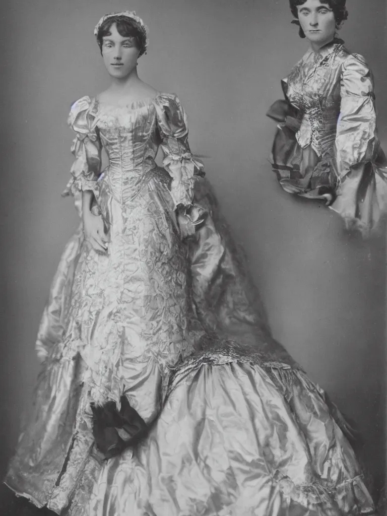 Image similar to a silver gelatin photo, portrait of a dolphin dressed as a wealthy southern woman 1 8 5 0 s
