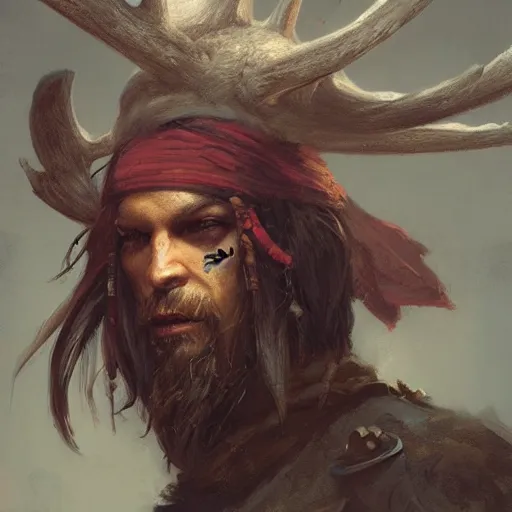 Prompt: pirate with moose face by greg rutkowski