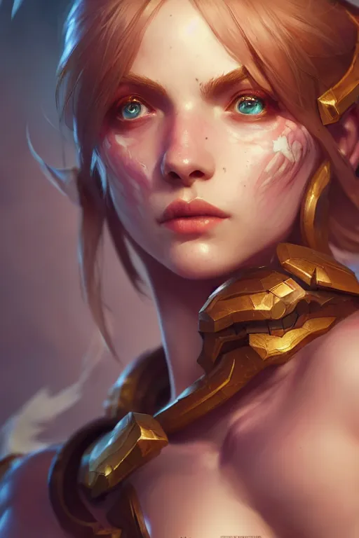 Image similar to league of legends portrait, au naturel, hyper detailed, digital art, trending in artstation, cinematic lighting, studio quality, smooth render, unreal engine 5 rendered, octane rendered, art style by klimt and nixeu and ian sprigger and wlop and krenz cushart.