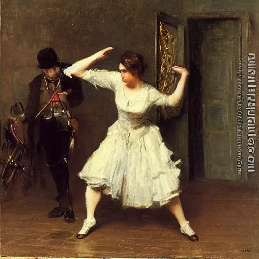 Image similar to actress rehearsing an action scene by alfred stevens