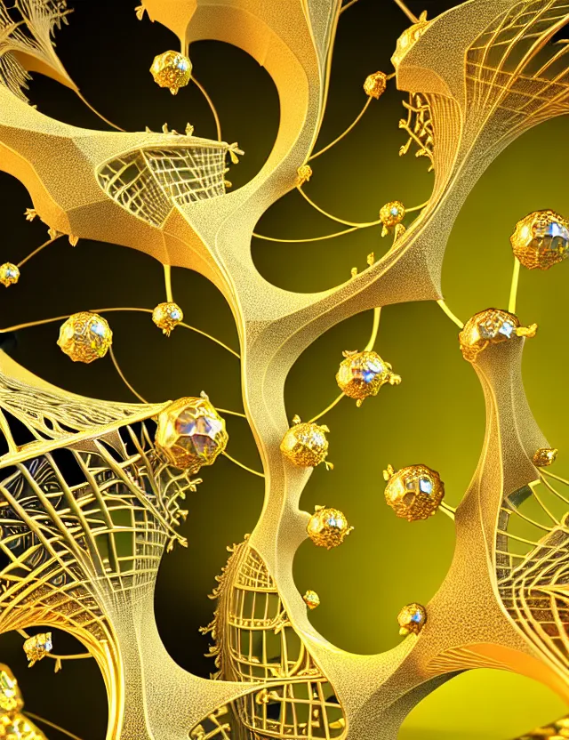 Prompt: high quality 3 d render hyperrealistic close up beautiful porcelain patterns glowing games and golden crystal 3 d fractal plant structures veins, fractal details diamond elements, vivid colors, highly detailed, sharp focus, fractal glass, facial elements, ultra detailed, metallic, octane render