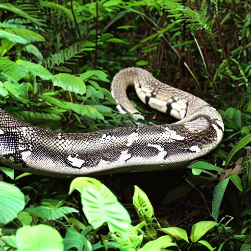 Prompt: full shot of a python in the jungle