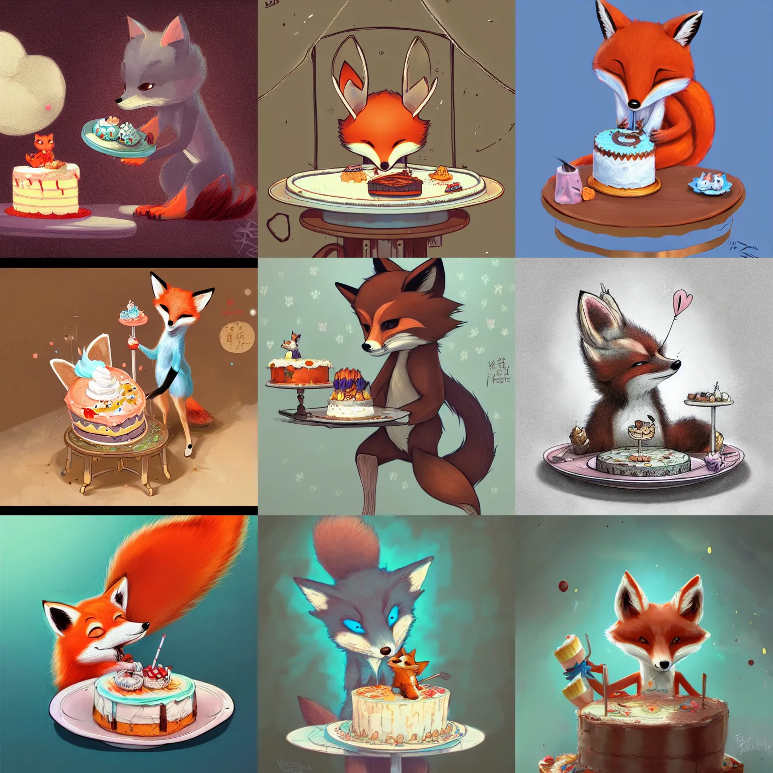 Prompt: a cute fox steal a cake in the style of Jin Kagetsu, James Jean and wlop, highly detailed, masterpiece, award-winning, sharp focus, intricate concept art, digital painting, ambient lighting, 4k, artstation