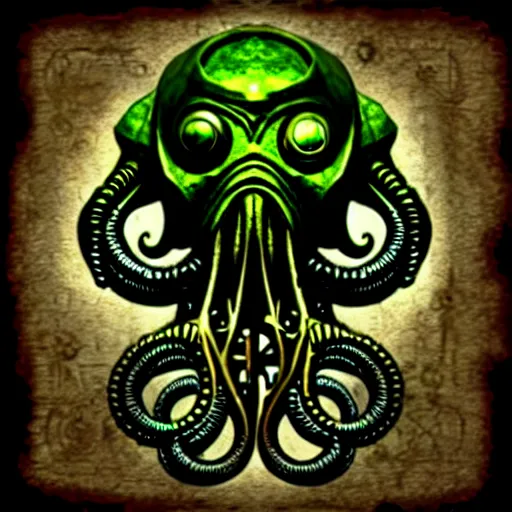 Prompt: steampunk cthulhu center