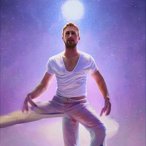 Prompt: ryan gosling dancing ballet, robotic clothes in the beach purple sun, dancing ballet, pink lighting ultra realistic photorealistic highly detailed high quality, a stunningly, digital painting, artstation, concept art, smooth, sharp focus, illustration, art by artgerm and greg rutkowski and alphonse mucha 8 k