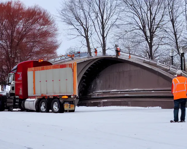 Image similar to liverpool ny onondaga parkway bridge with a semitruck stuck under it