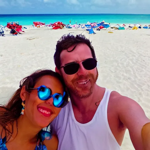 Prompt: nigel and angelica on lsd acid psychedelic in aruba