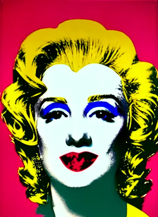 Prompt: a portrait of a pretty young lady by andy warhol